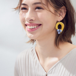 送料無料14kgf Yellow x Pur Tagua Nuts pierced earring タグア 7枚目の画像
