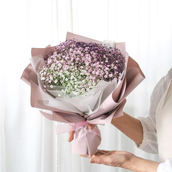 母の日ギフトpink gradation baby's breath bouquetピンクグラデーションかすみそう花束 4枚目の画像