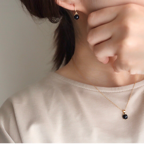 選べる金具＆長さ 】美しい黒。ブラックオニキス6mm 一粒