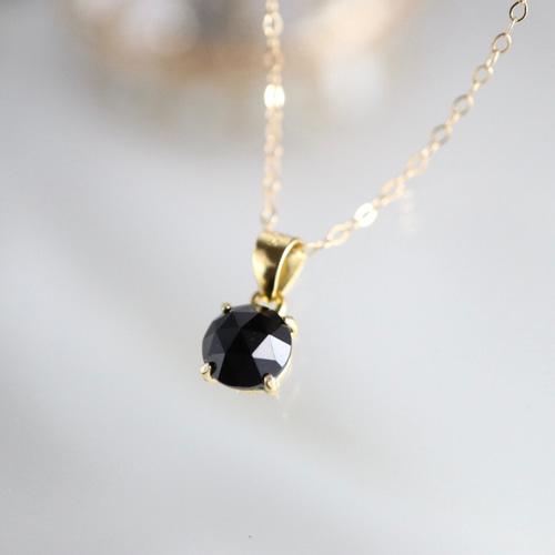 ブラックオニキス 6mm ひと粒ネックレス｜シルバー925製枠｜毎日着け