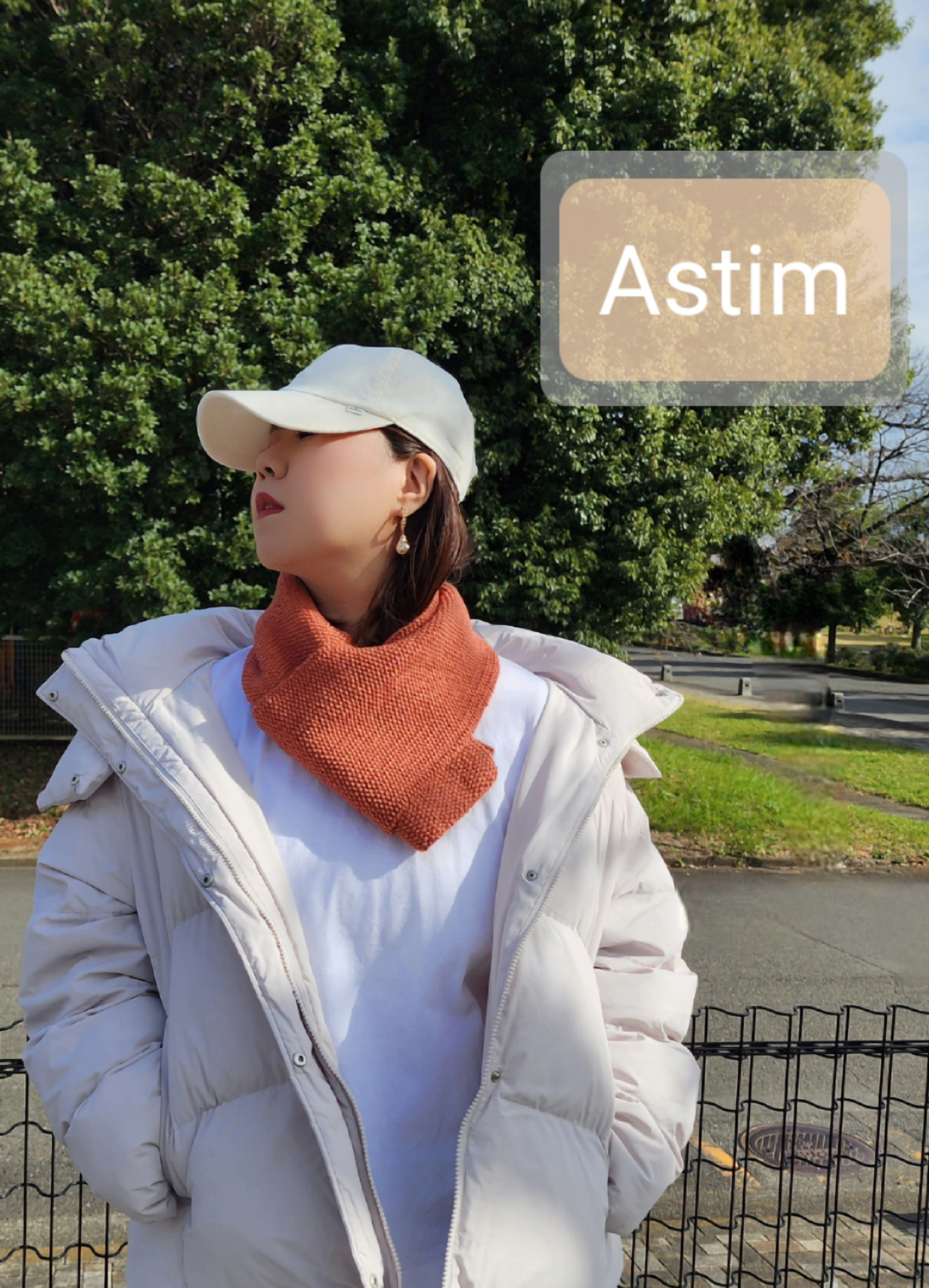 Y63M【クリスマスギフト】スモーキーなサーモンレッド/鹿の子編みマフラー/やわらかメリノウール100％【送料無料】