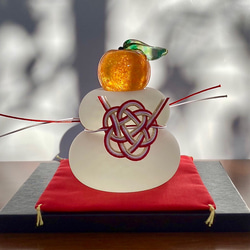 早割 / 枝つきミカンのガラス鏡餅 立体・オブジェ 金星 Venus 通販