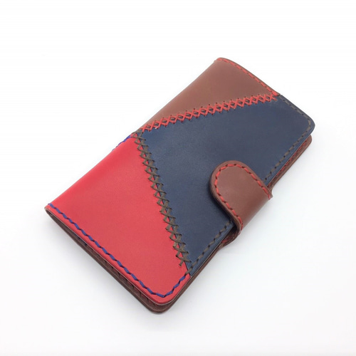 22色から選べる・全機種対応・名入れ対応】パッチワーク 革製手帳型