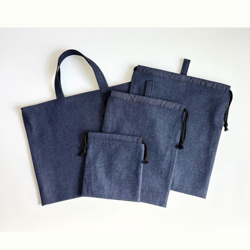 入園入学 4点セット｜インディゴデニム（レッスンバッグ・体操服袋