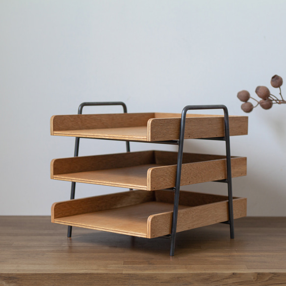 アイアン 書類ラック【ナチュラルカラー】 フリーボックス・小物入れ