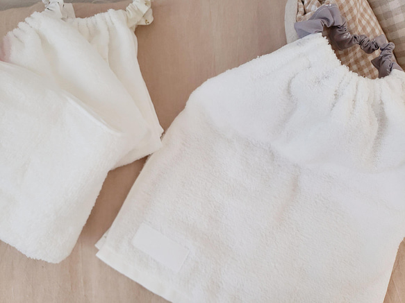 タオルエプロン　4枚セット　さくらんぼセット　おりこうタオル　タオルスタイ　入園準備　お食事エプロン 2枚目の画像