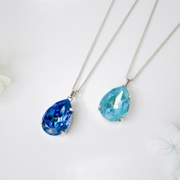 海の宝石～ディライトのネックレス(ブルー/グリーン) チェーン長さ調節