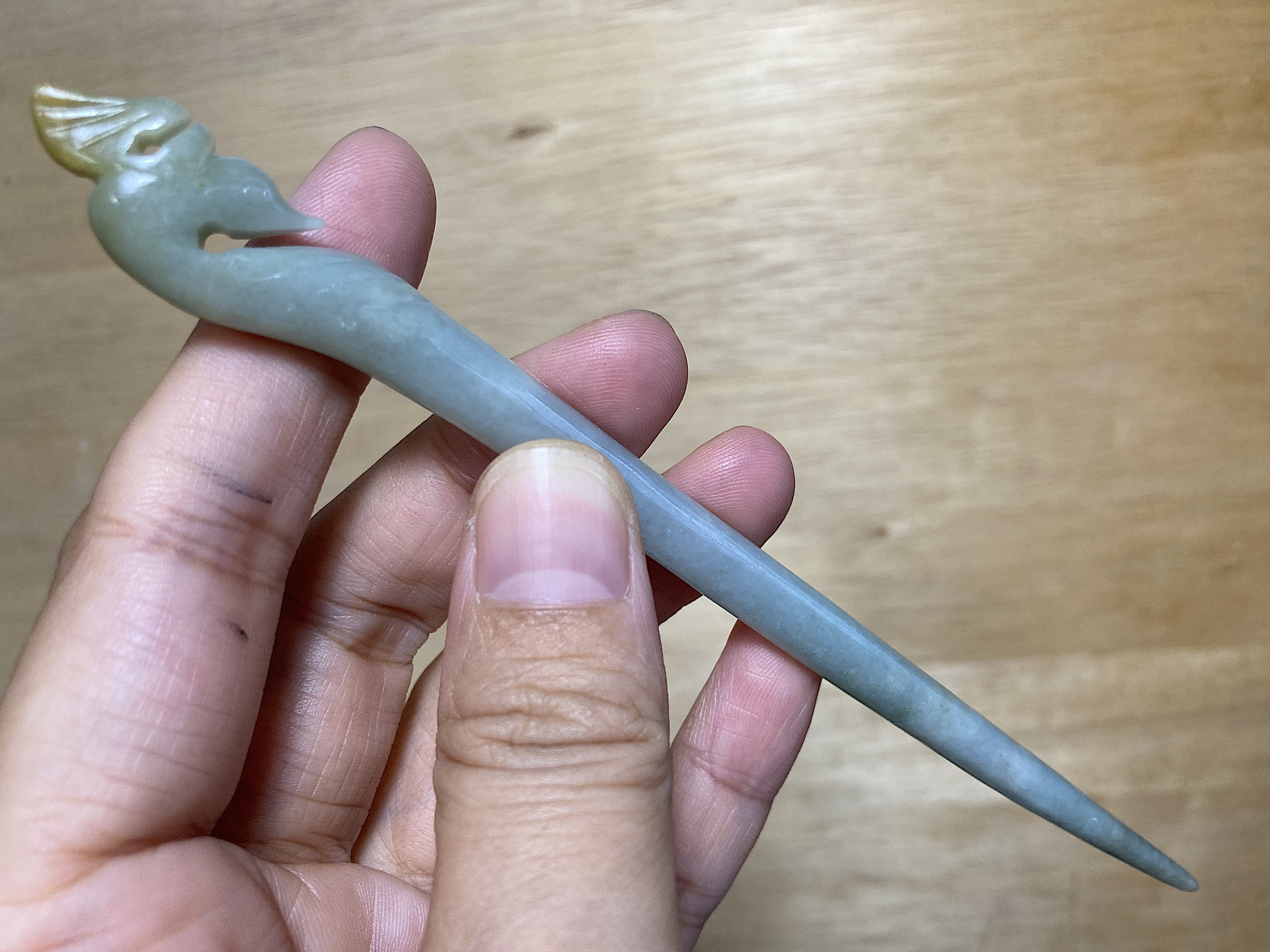 Z15 簪 ミャンマー産 天然 A貨 本翡翠 1本 簪 ほうおう 鳳凰