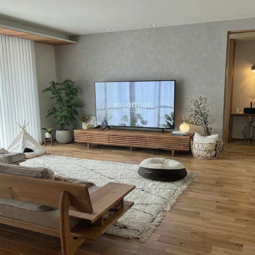無垢】テレビボード ミディアムブラウン 180㎝ 格子 テレビ台・テレビ