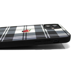 【iPhone15/14/13/13mini/12/11~】レザーケースカバー（タータンチェック）赤リンゴアップル 7枚目の画像