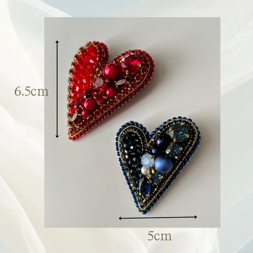 真紅 大人のハートビーズ刺繍ブローチ ブローチ beads syurippi 通販