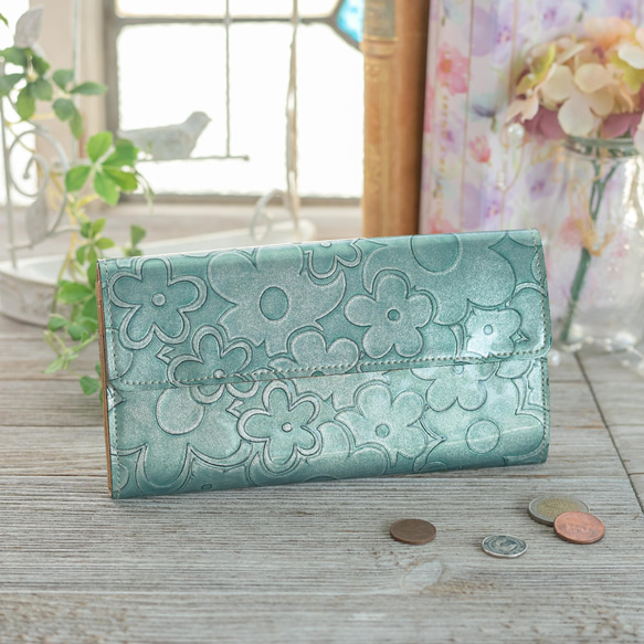 ミニウォレット フラワー ターコイズ シルバー ミニウォレット