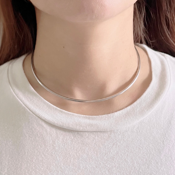 送料無料】 チョーカー ステンレス線径3mm 槌目無 チョーカー stella