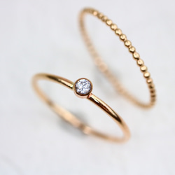 ベゼルリング ２本セット／14kgf  1.0mm幅 選べる天然石／マイナス号対応　ピンキー 17枚目の画像