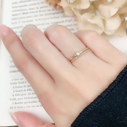 ベゼルリング ２本セット／14kgf  1.0mm幅 選べる天然石／マイナス号対応　ピンキー 18枚目の画像