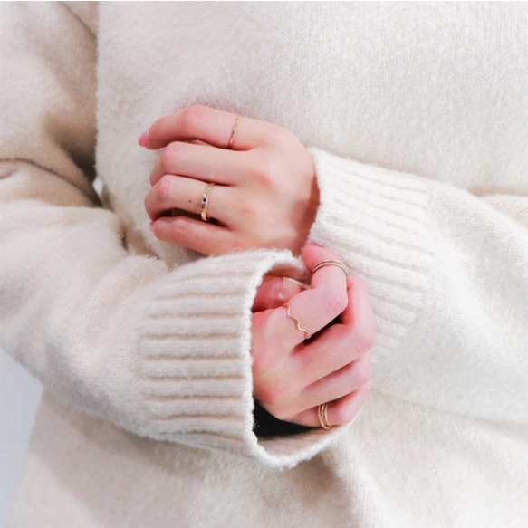 ベゼルリング ２本セット／14kgf  1.0mm幅 選べる天然石／マイナス号対応　ピンキー 15枚目の画像