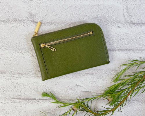 薄くて軽いコンパクトな財布 10枚カードポケット シュリンク オリーブ