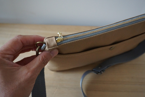 倉敷帆布サコッシュ (M)ベージュ 3枚目の画像