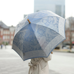 【晴雨兼用ジャンプ傘】kirie ペズリー ミステリアスブルー 1枚目の画像