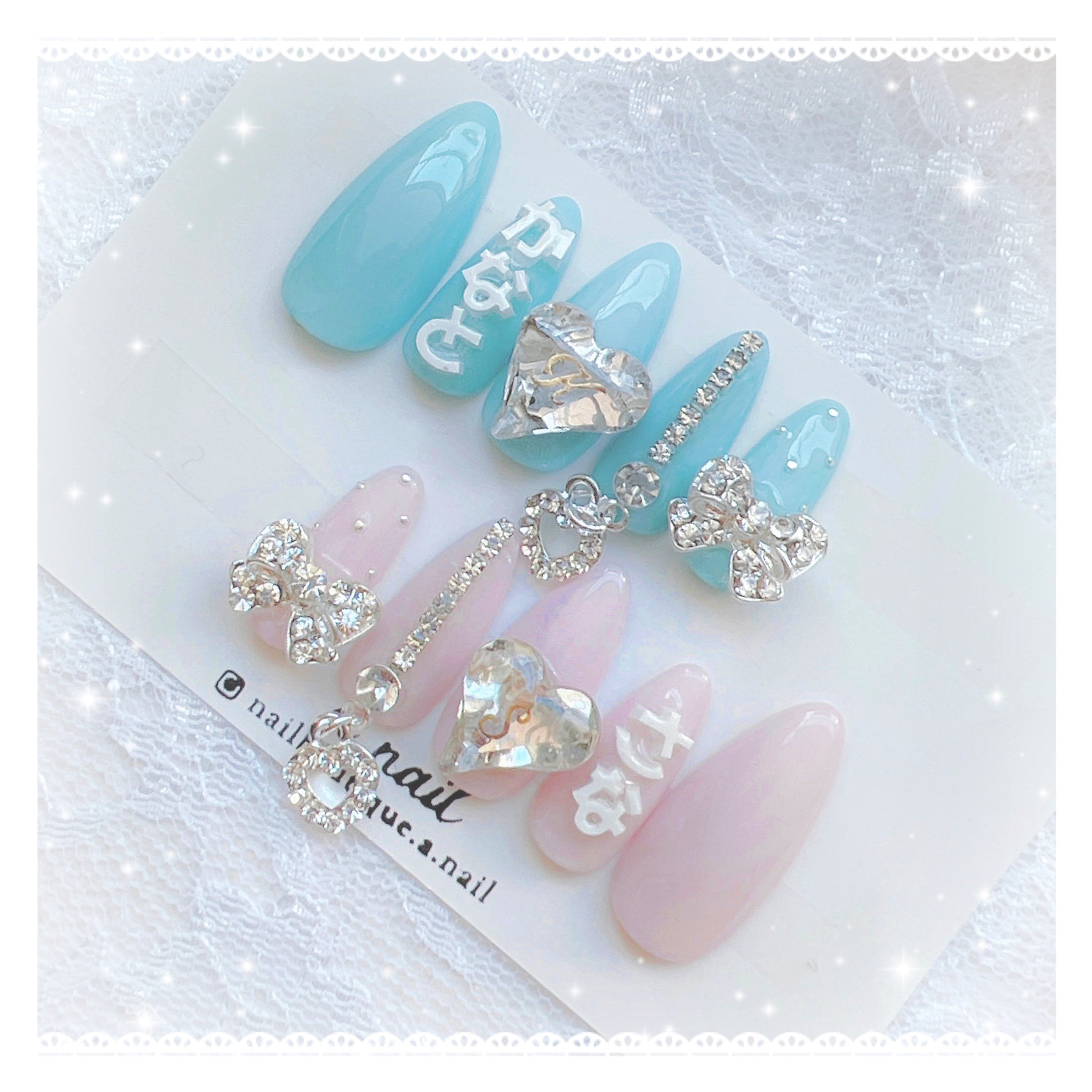 ハートネイル　ネイルチップ　お名前　ひらがなカタカナ対応❤︎ ハートネイル ネイルチップ お名前 ひらがなカタカナ対応