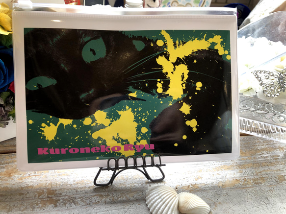 荒ぶる黒猫のスライダーケース（緑） 1枚目の画像