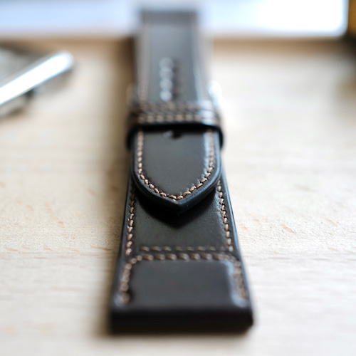 高級革使用』シェルコードバン 時計ベルト #8カラー ブラウン