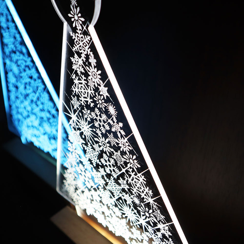 ☆ライトカラー選べる 光る 雪結晶クリスマスツリー（クリア） LED