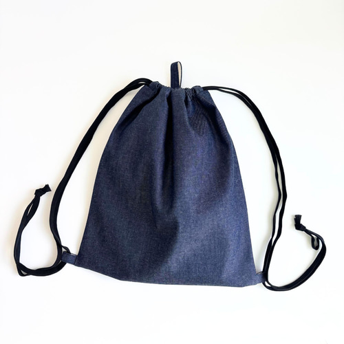大人も使える 大きめナップサック／インディゴデニム／A4対応・2サイズ
