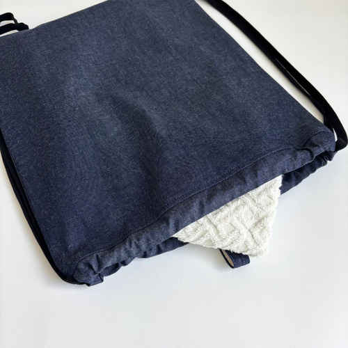 大人も使える 大きめナップサック／インディゴデニム／A4対応・2サイズ