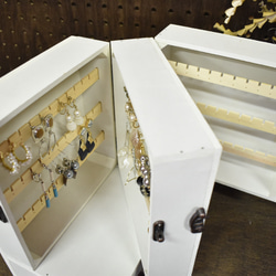 ３連ボックス扉 アクセサリー収納ケース ミルキーホワイト色 4枚目の画像