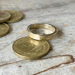 ペアリング シンプル　フランス5centコインリング　ゴールドフィニッシュ 4枚目の画像