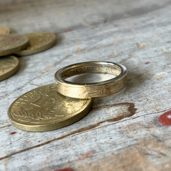 ペアリング シンプル　フランス5centコインリング　ゴールドフィニッシュ 6枚目の画像
