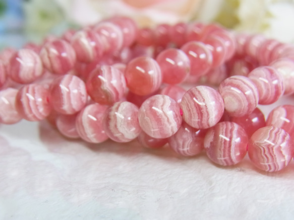 美品】インカローズ アルゼンチン産 7㎜ 花石 美しい縞模様 サーモン