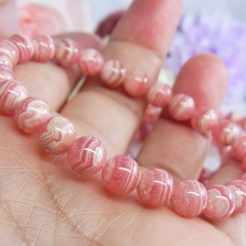 美品】インカローズ アルゼンチン産 7㎜ 花石 美しい縞模様