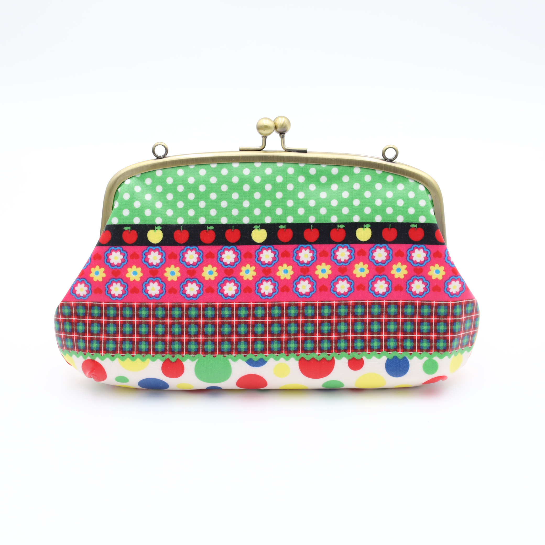 親子がま口　長財布　防水・撥水ラミネート素材のポーチ　レトロ　ハニーチューン　オレンジ　がまぐちポーチ　スマホポーチ