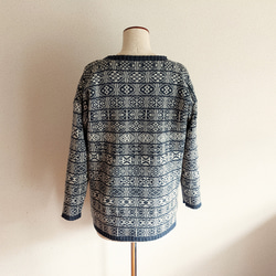 『再販・受注製作』フェアアイルの編み込み模様セーター＊メランジネイビー　ラムウール　モヘア　アルパカ 6枚目の画像