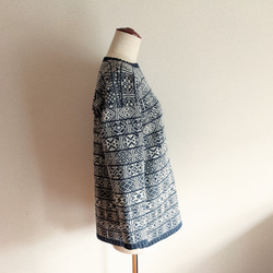 『再販・受注製作』フェアアイルの編み込み模様セーター＊メランジネイビー　ラムウール　モヘア　アルパカ 4枚目の画像