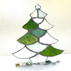 ✴︎:　ステンドグラス　クリスマスツリーオブジェ♪　Creema限定♪ 3枚目の画像