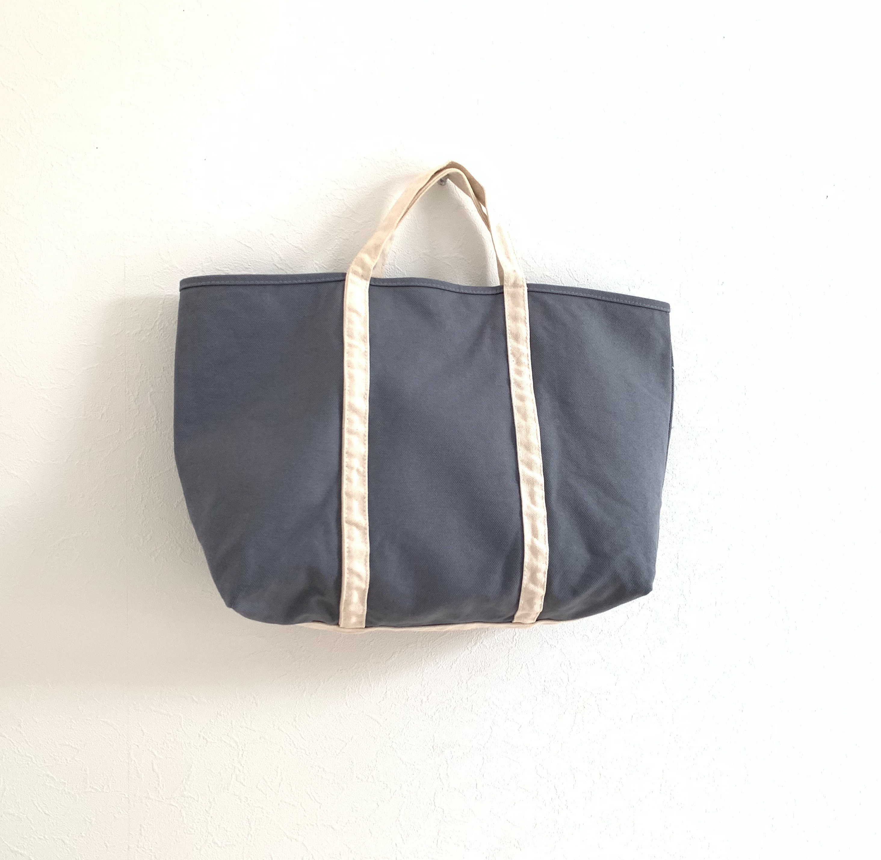 【A4対応】帆布　BASIC TOTE ( M ) スチールグレー×生成り