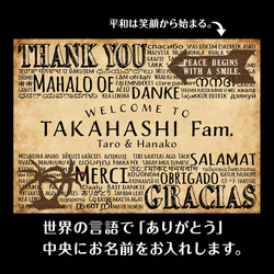 おうちウェルカムボード✦大判看板・パネル・玄関用表札も可✦ブルックリン✦世界の言語でありがとう✦レトロ調サーフ✦158 2枚目の画像