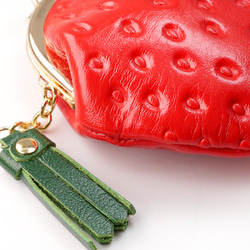 苺がま口小銭入れ（牛革製） 3枚目の画像