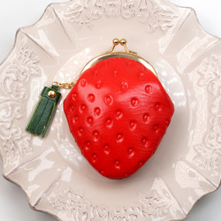 ケース　いちご819 ハンドメイド 苺がま口小銭入れ（牛革製） 小銭入れ・コインケース EARL'S FAVOURITE