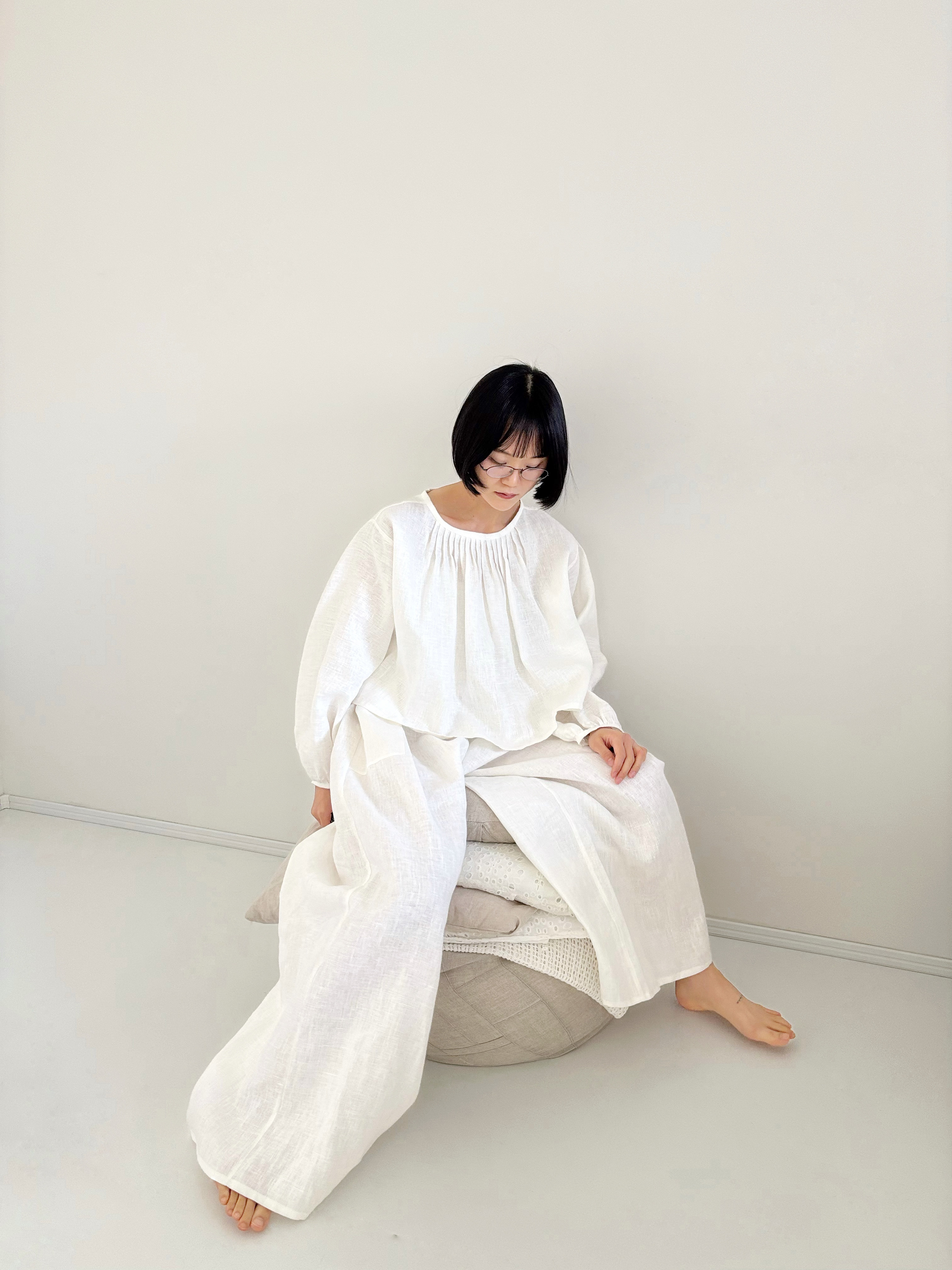 リネンの2wayブラウス