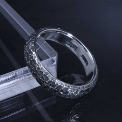 【刻印無料】 指輪 メンズ : 甲丸 籠目 鎚目 シルバー リング 5mm幅 10～27号 シンプル 2枚目の画像