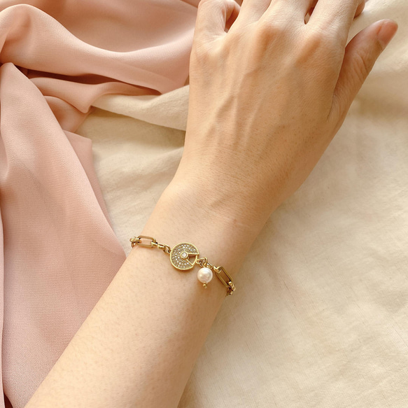 薇拉公主-珍珠 黃銅手環 第4張的照片