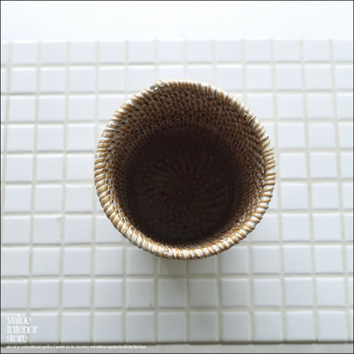 ラタン ハンドメイド小物入れ ペア 未使用 ラタン 小物入れ 楕円型