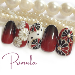 ネイルチップ 和柄/和風/和服/着物/袴/正月/赤/黒/白/金/花柄/結婚式