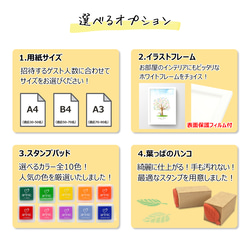 【送料無料】ウェディングリース結婚証明書 ウェディングツリー A4/B4/A3 スタンプ 額縁あり 4点セット 3枚目の画像