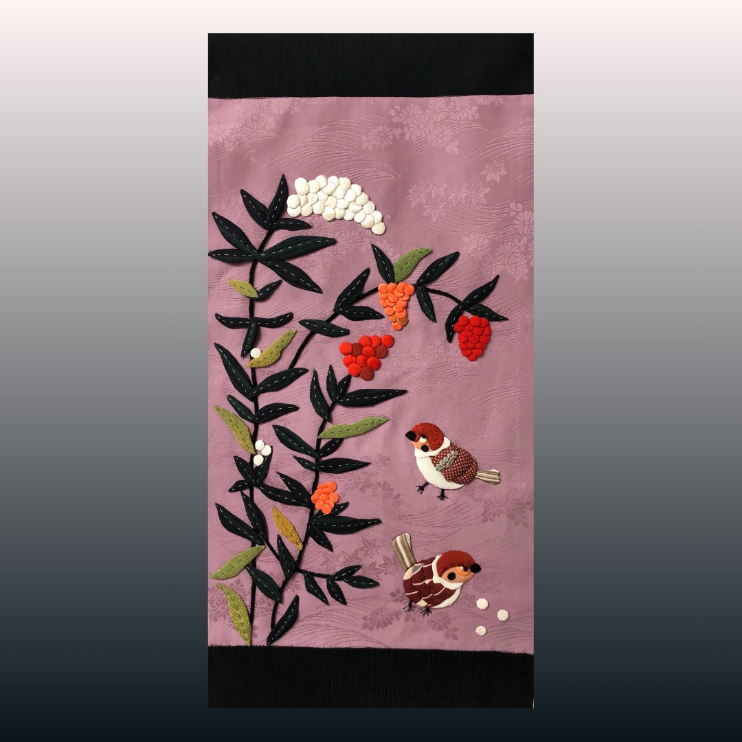 すが糸のお雛様のタペストリー・凧揚げ羽付きのタペストリー・押し絵