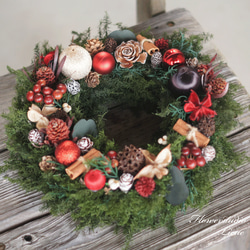 クリスマスリース】自然素材とオーナメントたっぷりのクリスマスリース